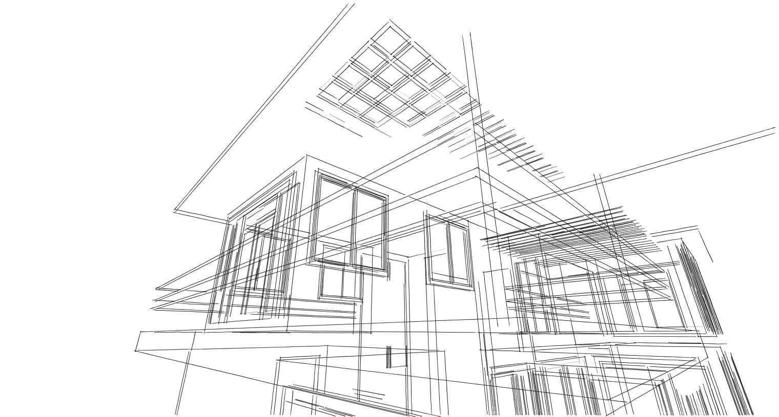 Dessin d'architecte d'une maison en perspective
